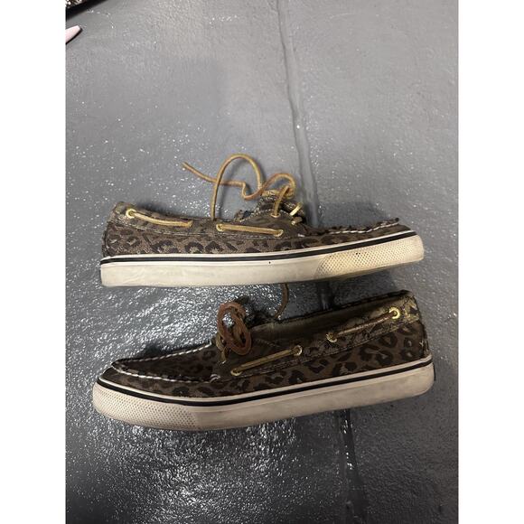 leopard cheetah animal print sperry top sider boat shoes size 7.5 - Picture 5 of 6